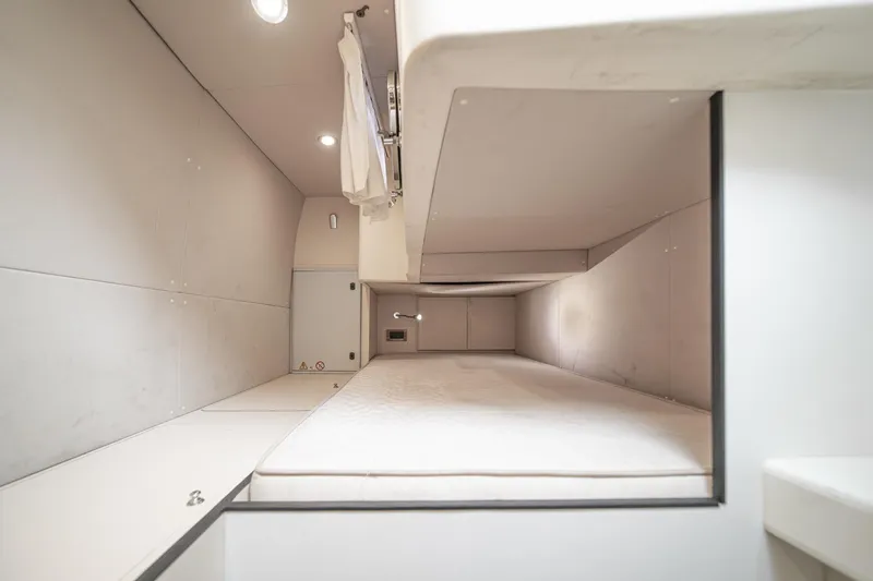  Yacht Photos Pics 2017 Azimut 54 Flybridge yacht interior cabin with minimalist design and soft lighting.