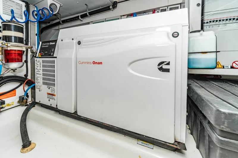  Yacht Photos Pics Cummins Onan generator in 2017 Azimut 54 Flybridge yacht engine room.