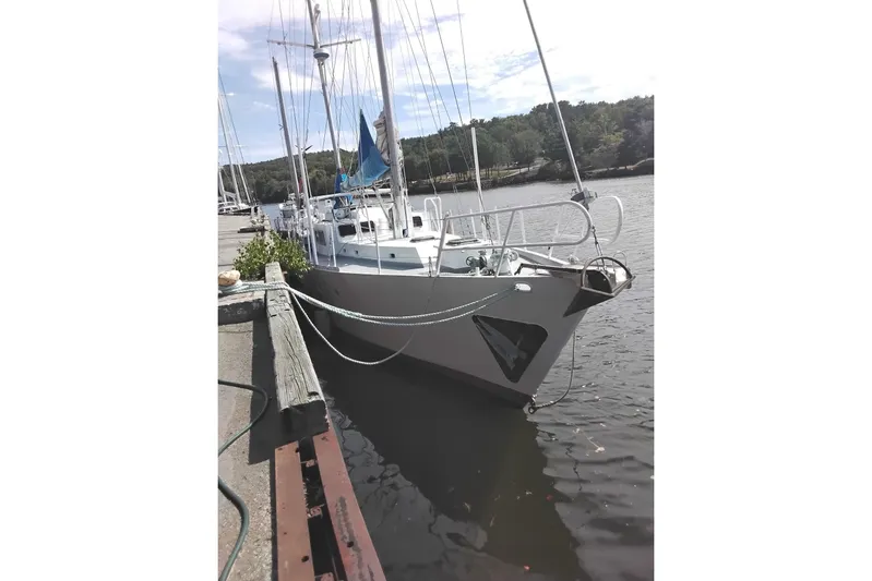 Cloud Chaser Yacht Photos Pics 67-foot steel ketch by Hike Metal Products, docked, 1997 model, full-keel design.