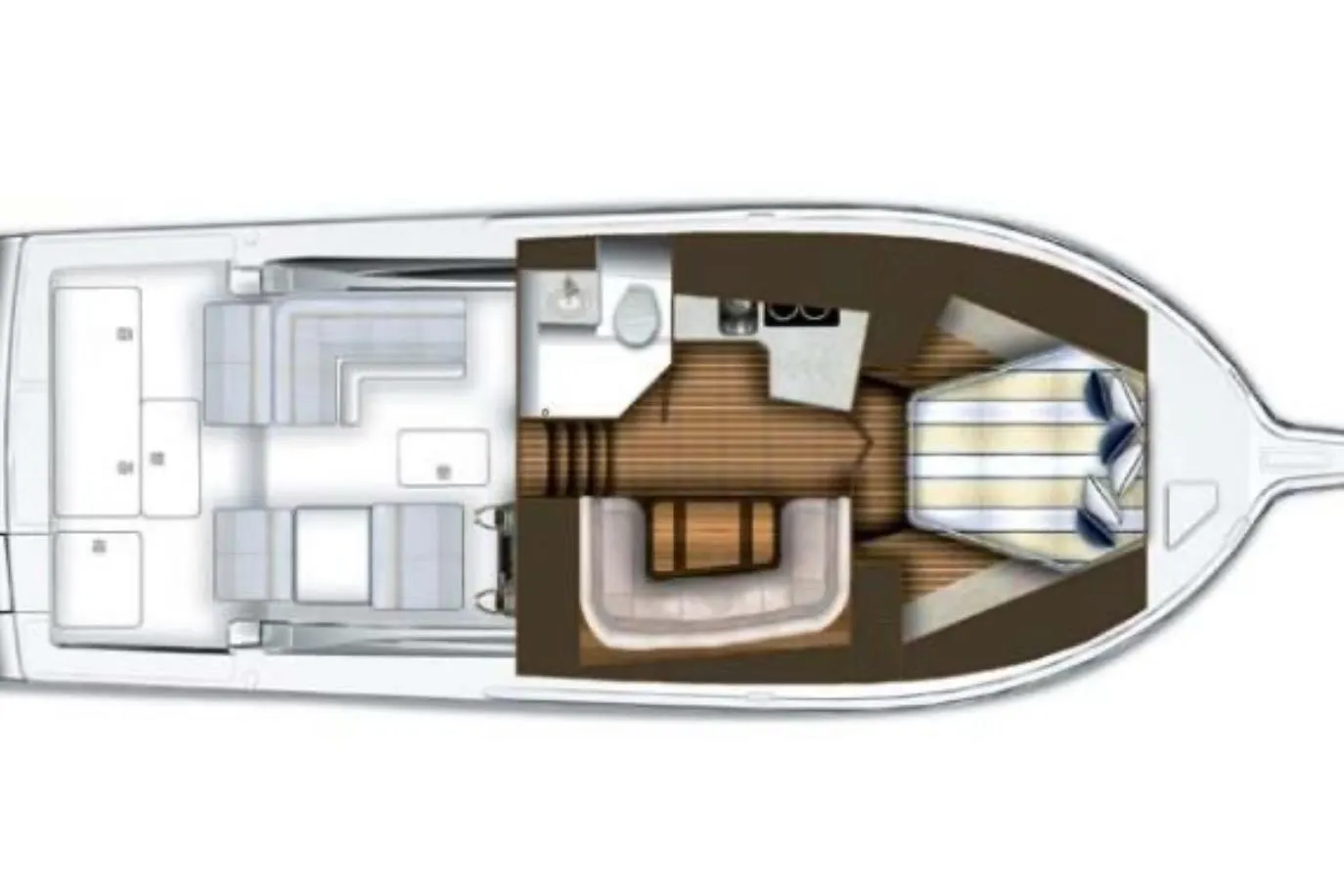 2005 Tiara Yachts 3600 Open floor plan, featuring cabin layout and amenities.