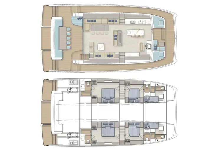 Diamond Yachts Ef66 Yacht Photos Pics Floor plan of 2025 Catamaran Diamond Yachts EF66, showcasing interior layout and design.