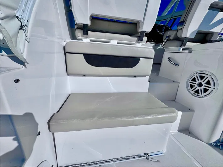 Seanior Moment Yacht Photos Pics 2022 Stamas 370 Aegean boat interior seating with speaker detail.