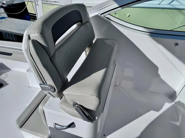 Seanior Moment Yacht Photos Pics 2022 Stamas 370 Aegean boat interior with sleek, modern seating design.