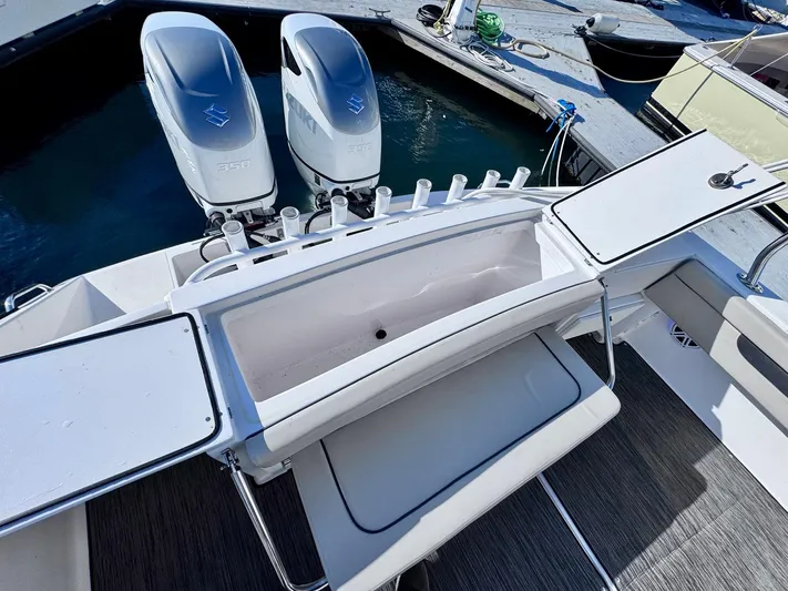 Seanior Moment Yacht Photos Pics 2022 Stamas 370 Aegean boat with dual outboard engines and spacious deck layout.