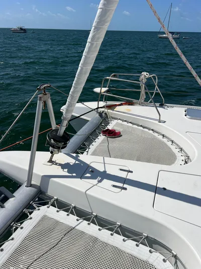 Taco Truck Yacht Photos Pics 1996 Prout 45 catamaran on open water, featuring deck and rigging details.