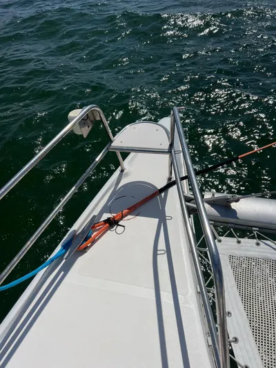 Taco Truck Yacht Photos Pics Sailboat deck of 1996 Prout 45 catamaran with ocean view.