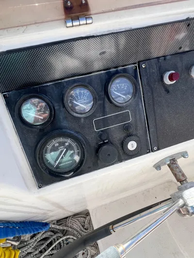 Taco Truck Yacht Photos Pics Control panel of a 1996 Prout 45 boat with gauges and switches.