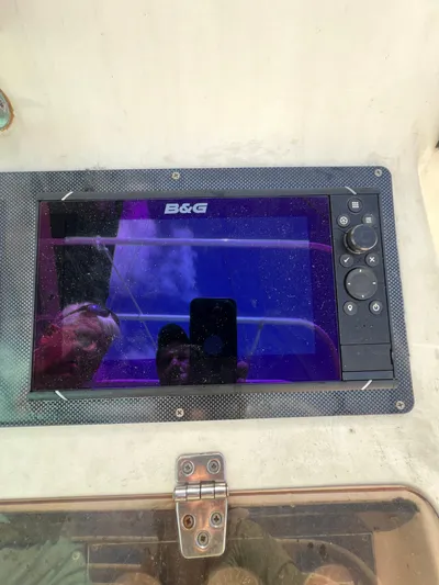 Taco Truck Yacht Photos Pics B&G navigation display on a 1996 Prout 45 yacht dashboard.