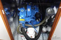 Blue Von Ahlen 403 engine in yacht, 2014 model, with reflective insulation.