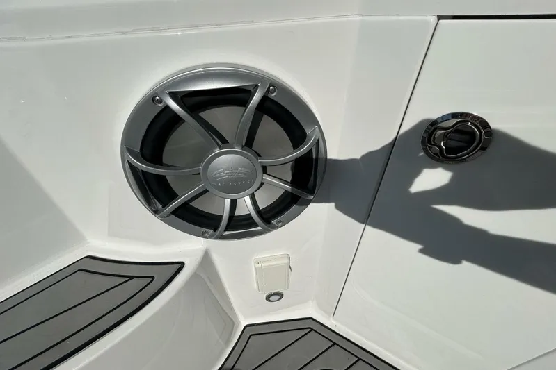  Yacht Photos Pics Speaker and deck detail on 2015 Monterey 355 Sport Yacht.
