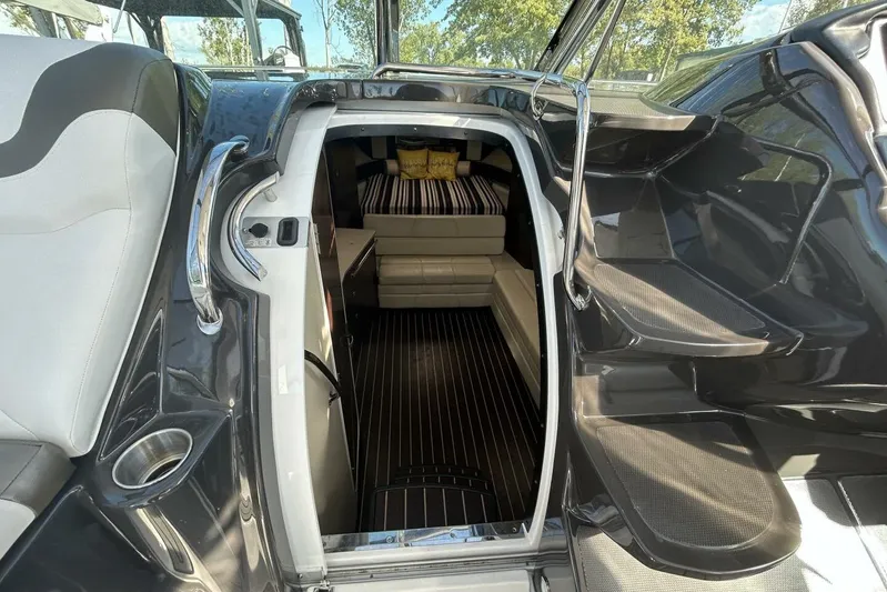  Yacht Photos Pics 2015 Monterey 355 Sport Yacht interior with sleek seating and modern design.