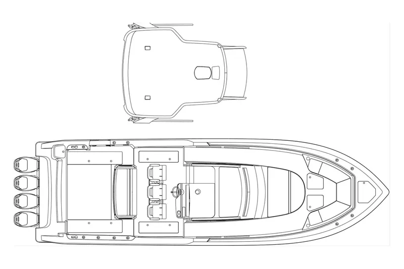  Yacht Photos Pics Manufacturer Provided Image: Top view blueprint of 2024 Boston Whaler 420 Outrage boat.
