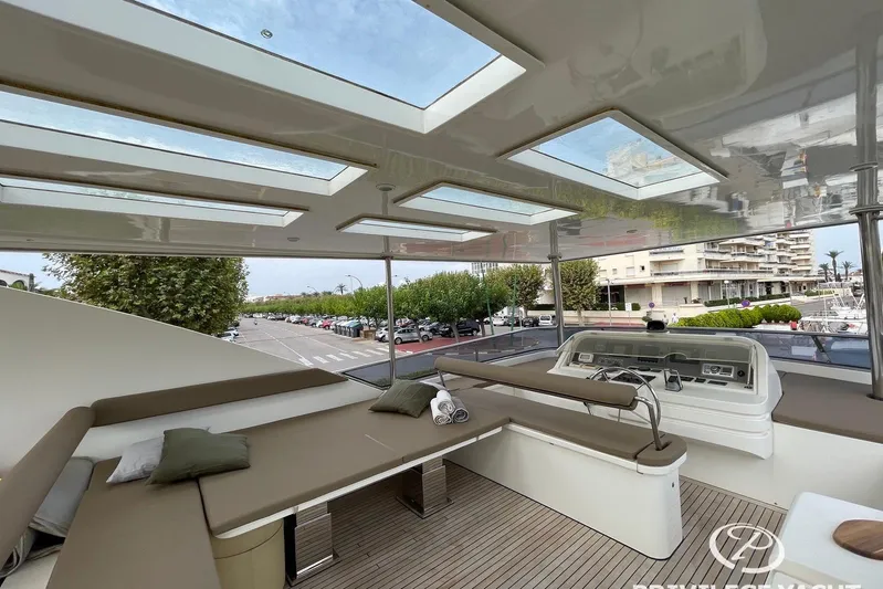  Yacht Photos Pics Luxurious Monte Fino 76 yacht interior, 2006 model, featuring spacious seating and modern design.