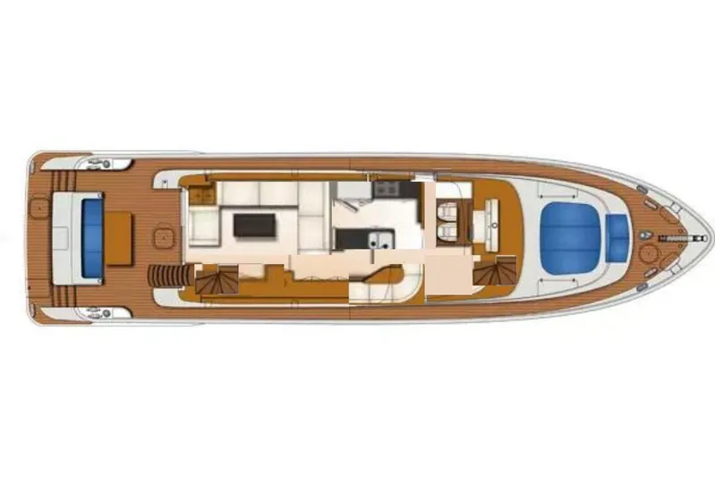  Yacht Photos Pics Top view layout of a 2006 Monte Fino 76 yacht, showcasing interior and deck design.