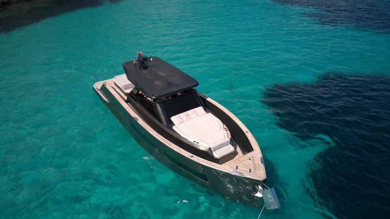 New 2025 Moon 45 Sports Line Yacht Photos Pics Luxury 2025 Moon 45 Sportsline yacht on clear turquoise water.