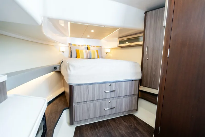  Yacht Photos Pics Luxurious cabin interior of 2022 Regal 36 Grande Coupe yacht.