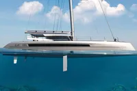Luxury Black Pepper Code C69 yacht sailing on clear blue ocean, 2027 model.