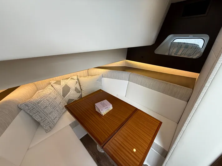  Yacht Photos Pics Interior of 2025 Cruisers Yachts 38 GLS with cozy seating area.