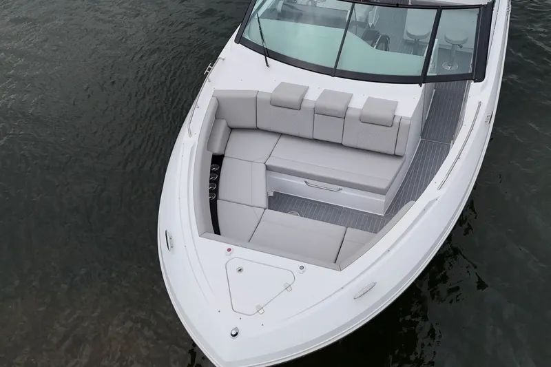  Yacht Photos Pics Aerial view of 2025 Cruisers Yachts 38 GLS with sleek seating arrangement.