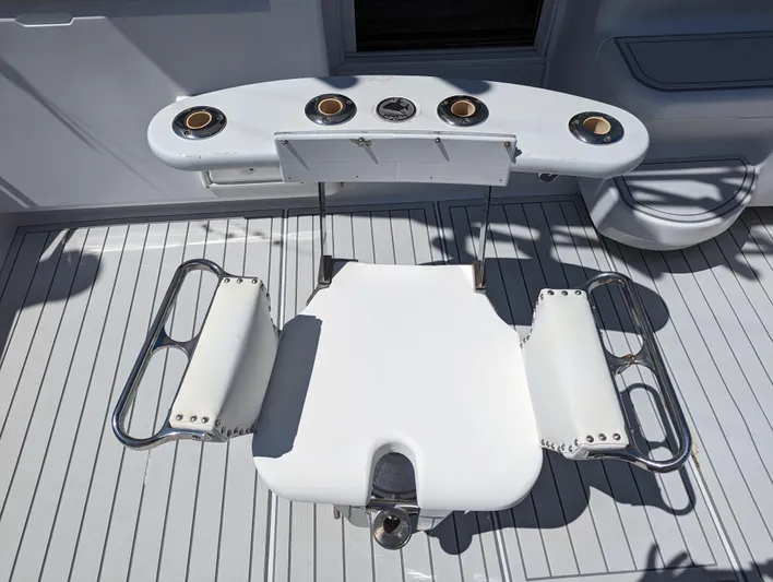Rubia Yacht Photos Pics Luhrs 36 Convertible 2000 fishing chair and rod holders on deck.