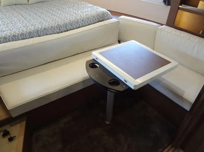 Lake Time, Austin, Tx Yacht Photos Pics Interior of 2017 Jeanneau LEADER 36 yacht with cozy seating and table.