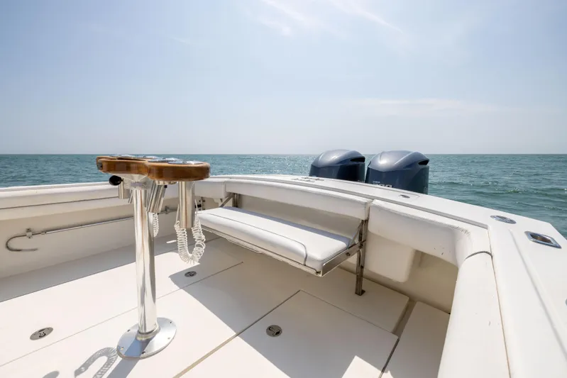  Yacht Photos Pics 2018 Albemarle 27 Express boat deck with ocean view and dual engines.