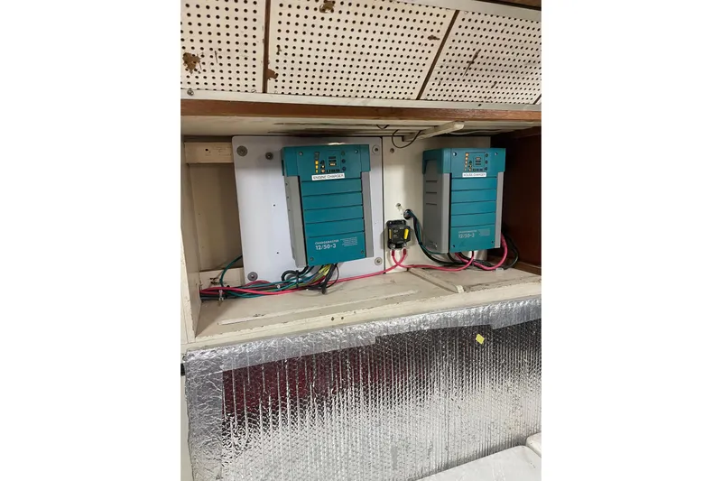 Amazing Grace Yacht Photos Pics Electrical system of 1983 Grand Banks 49 Classic yacht with battery chargers.