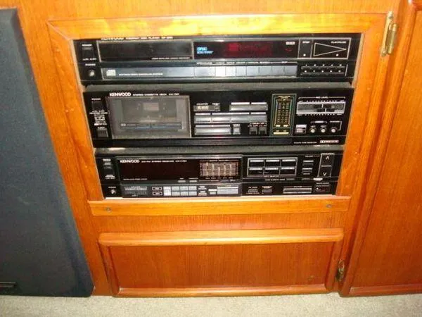  Yacht Photos Pics Vintage Kenwood audio system in 1988 Chris-Craft Constellation boat interior.