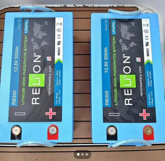 Danae Yacht Photos Pics Two RELiON lithium iron phosphate batteries on a Beneteau Oceanis Clipper 393, 2003 model.