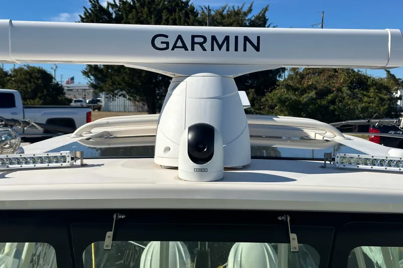  Yacht Photos Pics 2024 Grady-White Express 330 with Garmin radar system on deck.