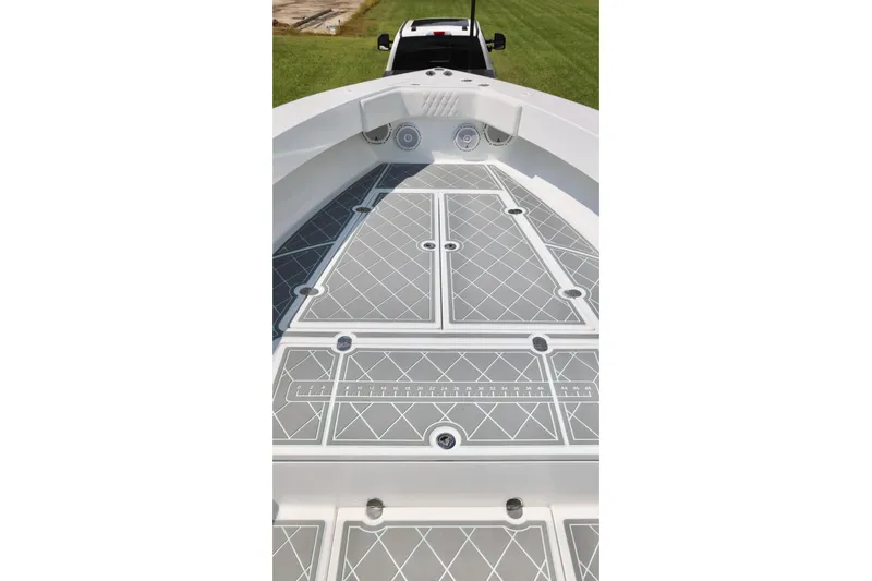  Yacht Photos Pics 2005 Venture 39 Open boat deck with custom non-slip flooring.