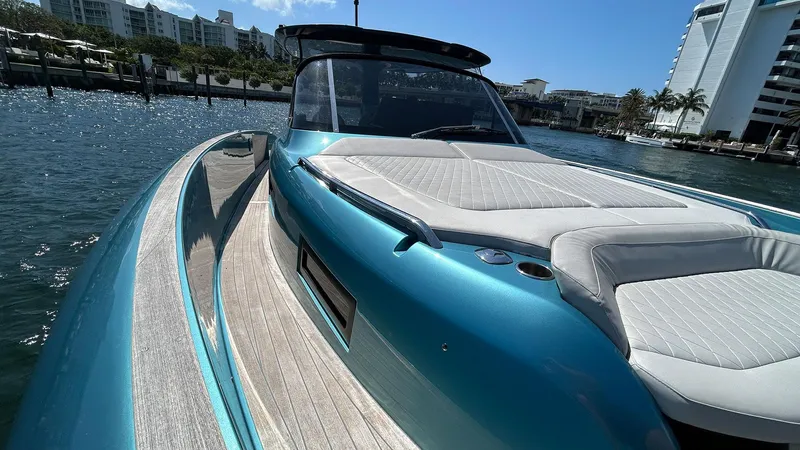  Yacht Photos Pics 2022 Solaris Power 44 yacht with sleek design, docked in a sunny marina.