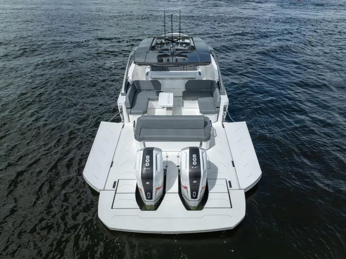  Yacht Photos Pics 2025 Limitless Seas XLV 45 boat with dual engines on open water.