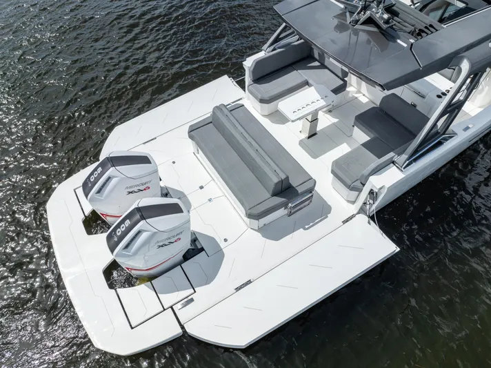  Yacht Photos Pics Luxury Limitless Seas XLV 45 boat, 2025 model, with dual engines and spacious seating.