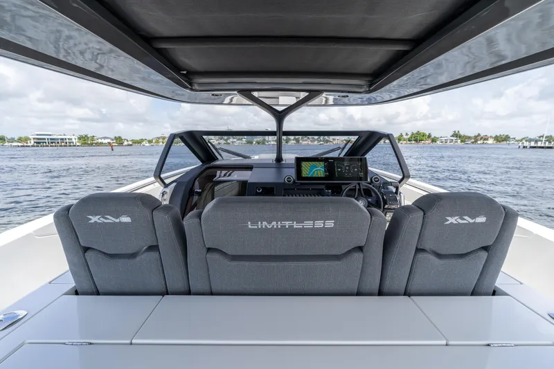  Yacht Photos Pics Interior view of Limitless Seas XLV 45 boat, 2025 model, with advanced navigation system.