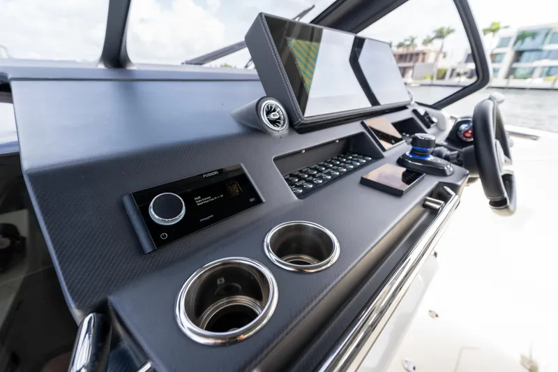  Yacht Photos Pics Modern Limitless Seas XLV 45 yacht dashboard with advanced navigation technology, 2025 model.
