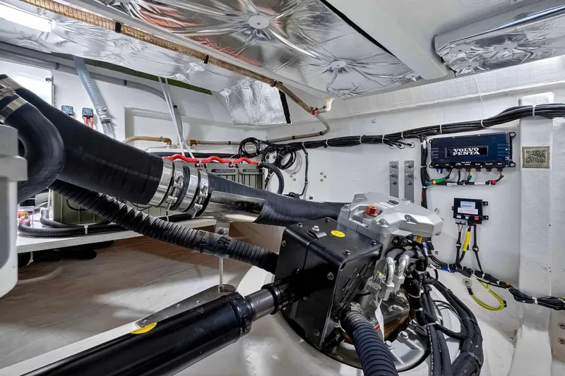 Seaduction Yacht Photos Pics Engine room of 2023 Pardo Yachts 43, featuring advanced Volvo Penta systems.
