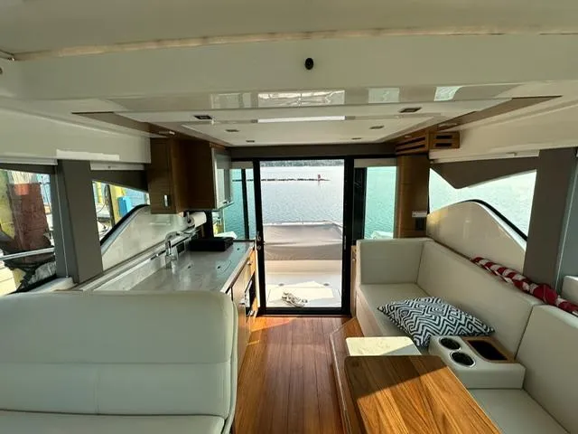  Yacht Photos Pics Interior of 2022 Tiara Yachts C39 Coupe with modern design and waterfront view.