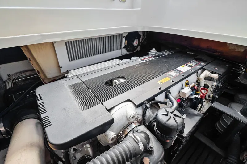 Capri Yacht Photos Pics Engine compartment of a 2008 Hinckley Talaria 38R Convertible boat.