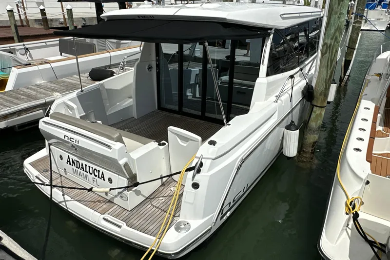 Andalucia Yacht Photos Pics 2017 Jeanneau NC 11 boat docked in Miami, Florida marina.