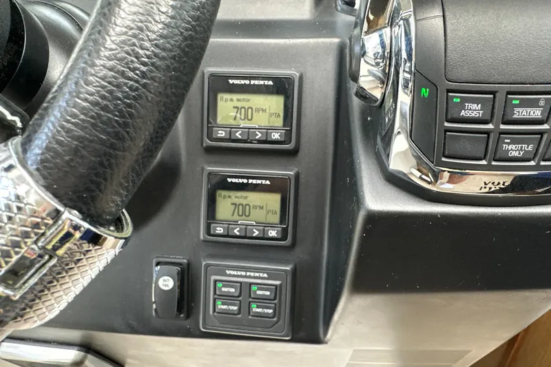 Andalucia Yacht Photos Pics Control panel of a 2017 Jeanneau NC 11 boat with Volvo Penta displays.