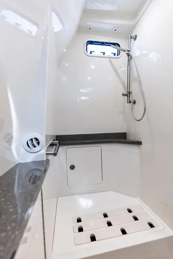 Verdandi Yacht Photos Pics 2018 HCB 53 Sue&ntilde;os boat interior shower with sleek design and modern fixtures.