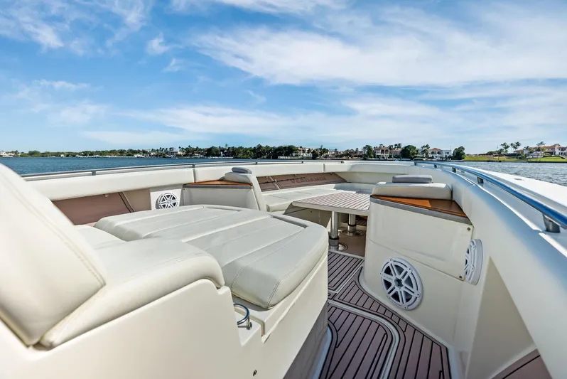 Verdandi Yacht Photos Pics Luxurious 2018 HCB 53 Sue&ntilde;os boat interior with plush seating and scenic water view.