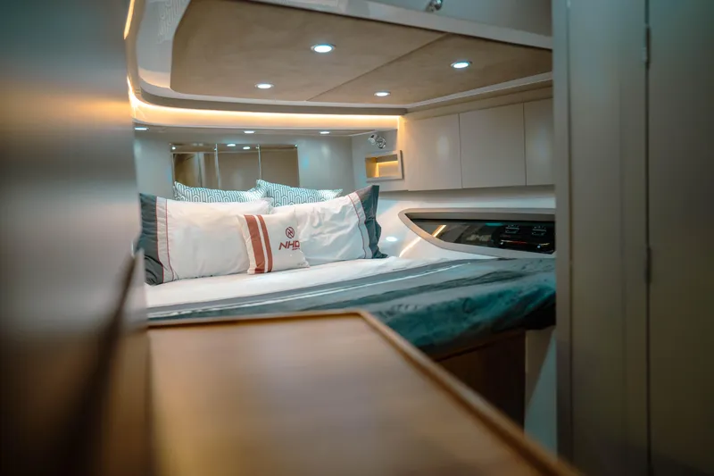  Yacht Photos Pics Luxurious interior of 2025 NHD 365 HT PLUS yacht cabin with modern lighting.