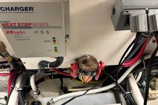 Ocean Cloud Yacht Photos Pics Electrical components in a 2001 Tiara Yachts 3500 Open engine room.