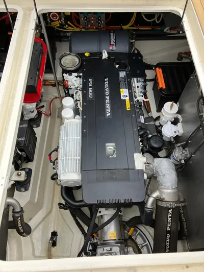  Yacht Photos Pics Engine compartment of a 2016 Targa 44 CFC with Volvo Penta components.