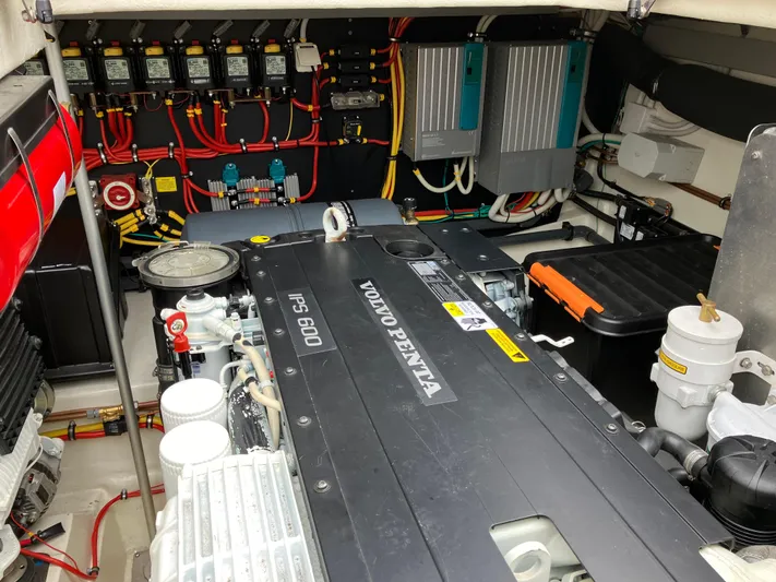  Yacht Photos Pics Engine room of 2016 Targa 44 CFC with Volvo Penta IPS 600 engine.