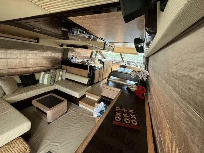  Yacht Photos Pics Luxurious interior of a 2012 Azimut 64 yacht with modern furnishings and decor.