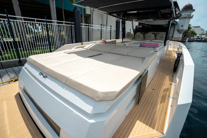  Yacht Photos Pics 2025 De Antonio Yachts D42 Open with spacious deck and luxurious seating.