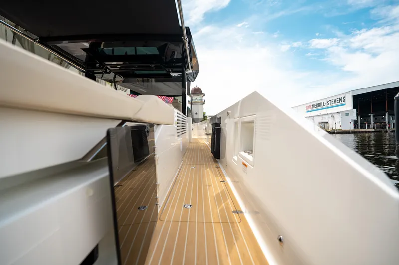  Yacht Photos Pics 2025 De Antonio Yachts D42 Open deck with sleek design and modern features.